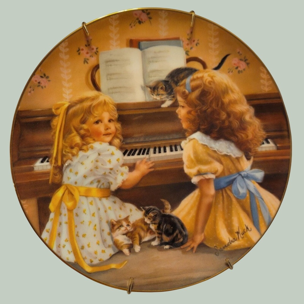 Vtg Reco Sandra Kuck Afternoon Recital Plate Days Gone By Victorian Cats Art
